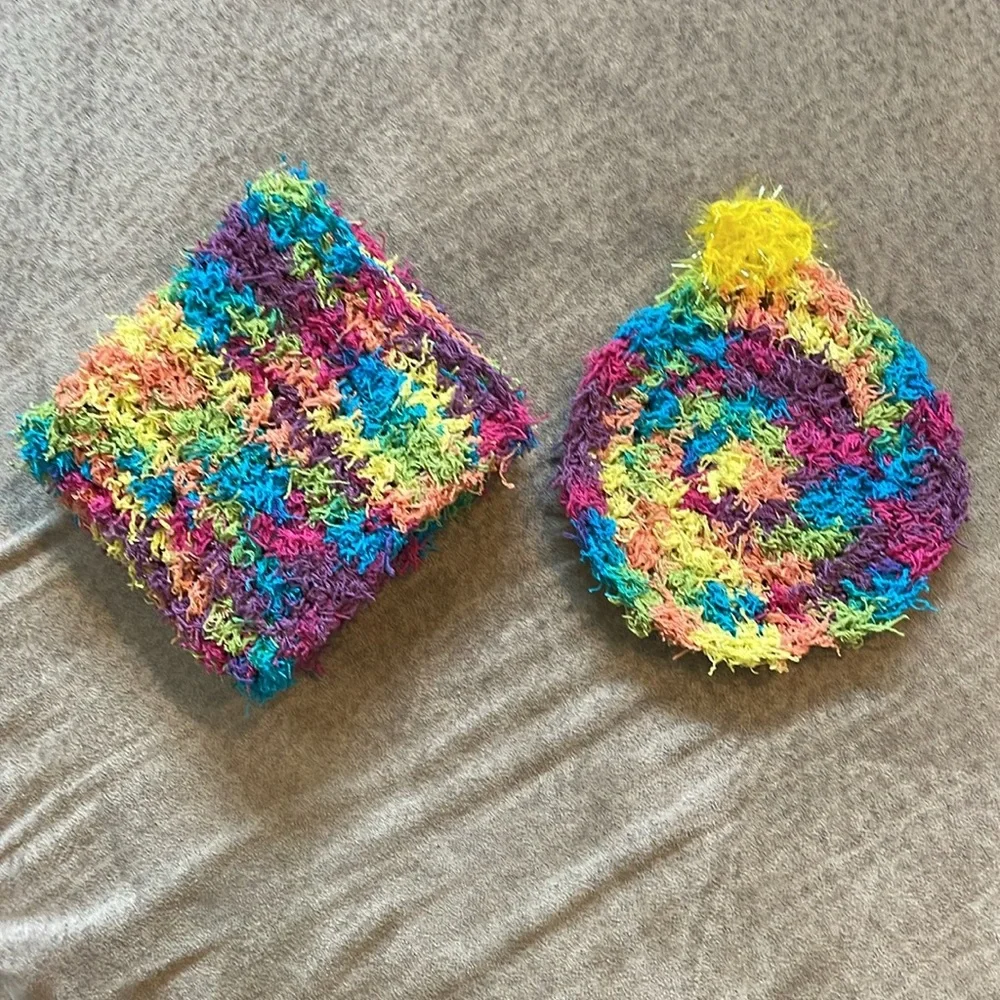 Handmade Scrubby Wash Cloth Bathroom Holiday Set Ornament Blue Green Kitchen - Picture 5 of 12